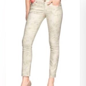 GAP Always Skinny Mid Rise Cream Floral Jeans- EUC